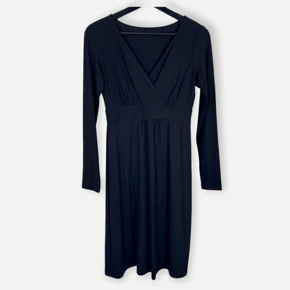 Eileen Fisher Black Long Sleeve Fit Flare Casual Dress Small Petite - Picture 1 of 12